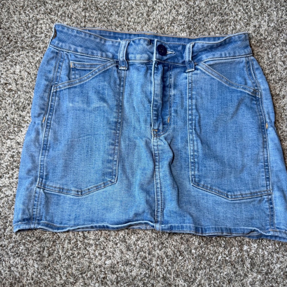 American Eagle Ne(x)t Level Stretch Denim Mini Skirt Medium Wash Blue Size 6